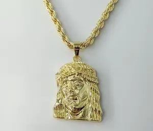 Plated Jesus 6mm Rope/Braided Chain Necklace