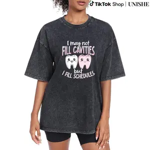 Dentistry Receptionist Printed Tee – 100% Cotton Washed Women's T-Shirt, Casual Summer Wear