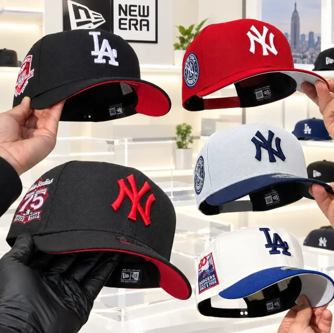 Classic 3D Letter Embroidered Baseball Hat with Retro Anniversary Side Patch | Adjustable Snapback Cap | Black Red Grey Royal Blue City League Urban Streetwear Headwear  9FORTY 59FIFTY Curved Brim Snapback Hat, Urban Streetwear Style, Casual Daily Wear