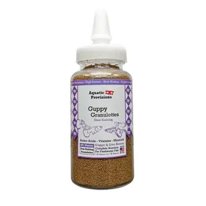Guppy Granulettes, Slow Sinking Fish Food Granules for Guppies, Made for Freshwater Live Bearers - High Protein - Made in USA