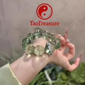 TaoTreasure Mint Apple Green Crystal Bracelet Wood Element Minimal Luxury Design for Adults Elegant Vibrant Design with Large Crystal Beads and Sparkling Accent Rings