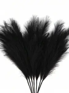 10pcs Artificial Reed Grass – Tall Fluffy Faux Pampas Grass for Boho Decor, Black Bulrush Stems for Vase Filler, Farmhouse, Room, Wedding, Party, or Holiday Decoration, Ideal Gift for Valentine’s Day, Birthdays, and Graduations