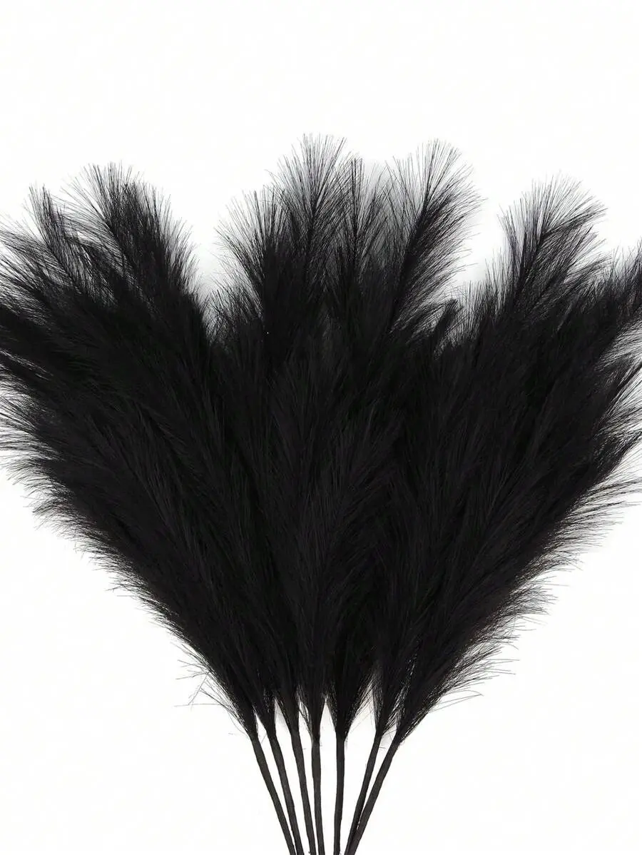 10pcs Artificial Reed Grass – Tall Fluffy Faux Pampas Grass for Boho Decor, Black Bulrush Stems for Vase Filler, Farmhouse, Room, Wedding, Party, or Holiday Decoration, Ideal Gift for Valentine’s Day, Birthdays, and Graduations
