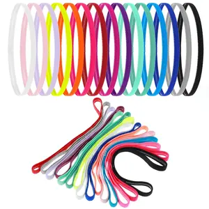 15 count Thin Elastic Headbands, Non Slip Running Headbands For Women And Men (Multi-Colored)