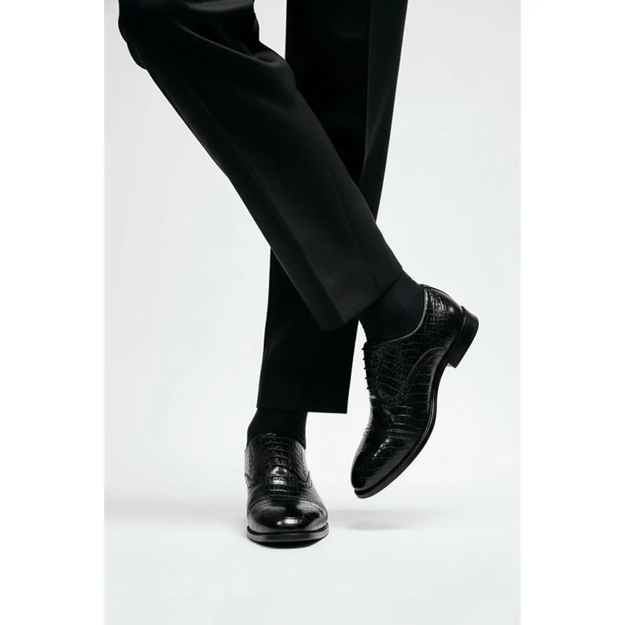 Mario Rossi Shoe | Men's Black Croc-Embossed