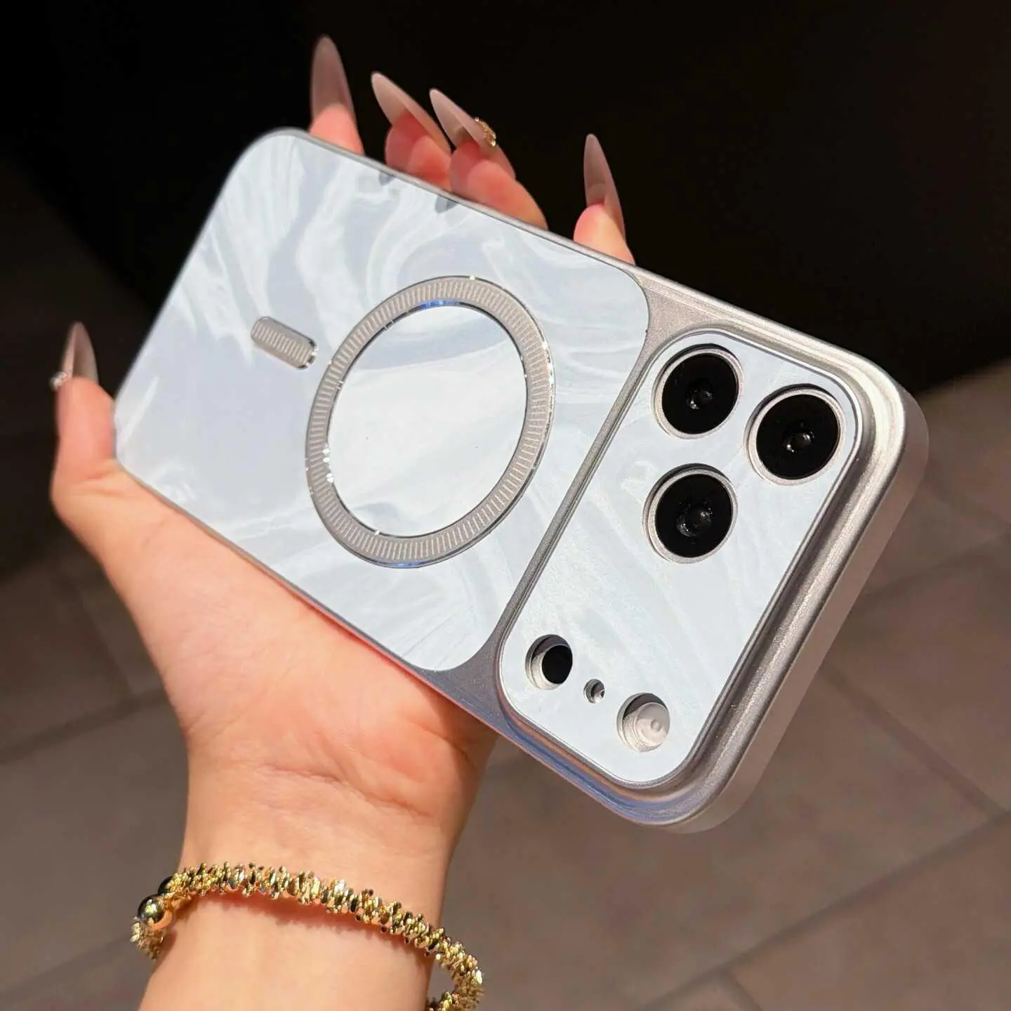 For iPhone 17 Pro Max Water Ripple Magnetic Phone Case For iPhone 16 Creative Large Window Full Coverage Protective Cover HNO42PL