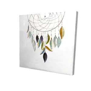 212 MAIN Artistic Feather Motif Dreamcatcher Wall Art Ornaments, 24x24in Blue-Toned Boho Crafted Ornamental Wall Arts, Blue Bedroom Decor, Ideal Gift for Home Supplies Enthusiasts, Blue-Toned Wall Arts
