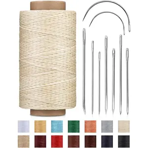 218 Yards Upholstery Thread, Heavy Duty Waxed Thread for Hand Sewing, Sewing Kit with 9 Upholstery Needles for Hand Stitching Bookbinding Repair Canvas