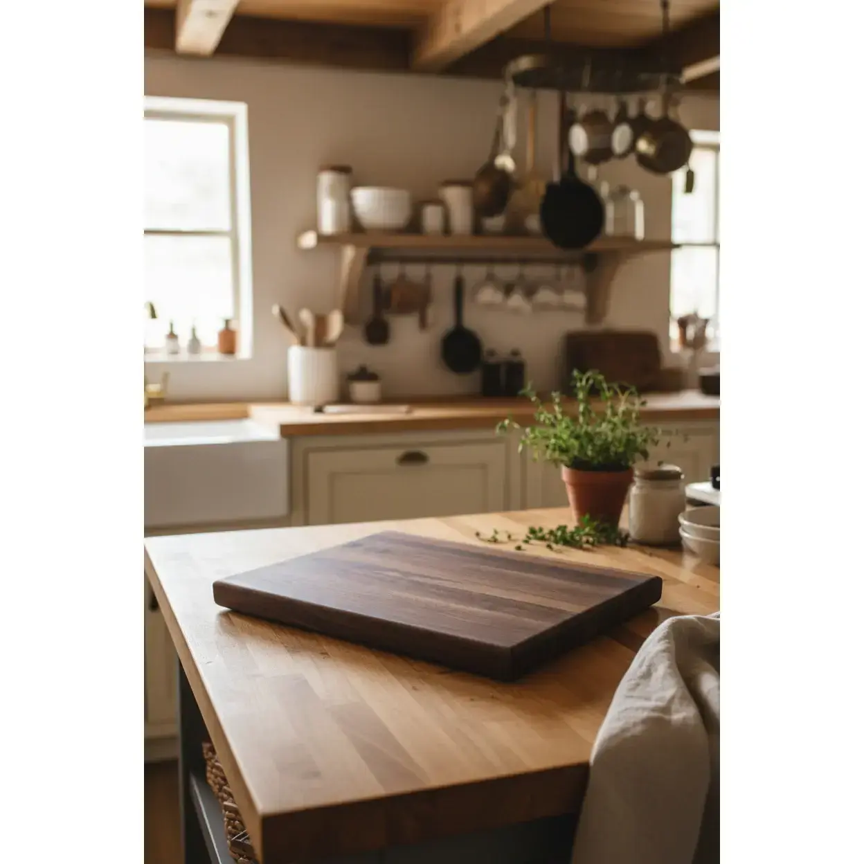 Handcrafted Black Walnut Cutting Board - 12×16×1.5in, Durable Natural Wood Chopping Board, Chamfered Edges, for Countertop Display, Natural Wood Chopping Boards