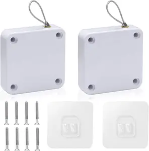 Upgraded Punch-Free 1000g Automatic Screen Door Closer, Storm Door Closer, Sliding Screen Auto Door Closer with Steel Drawstring for Bathroom, Bedroom, Studyroom, etc.2 Pack White