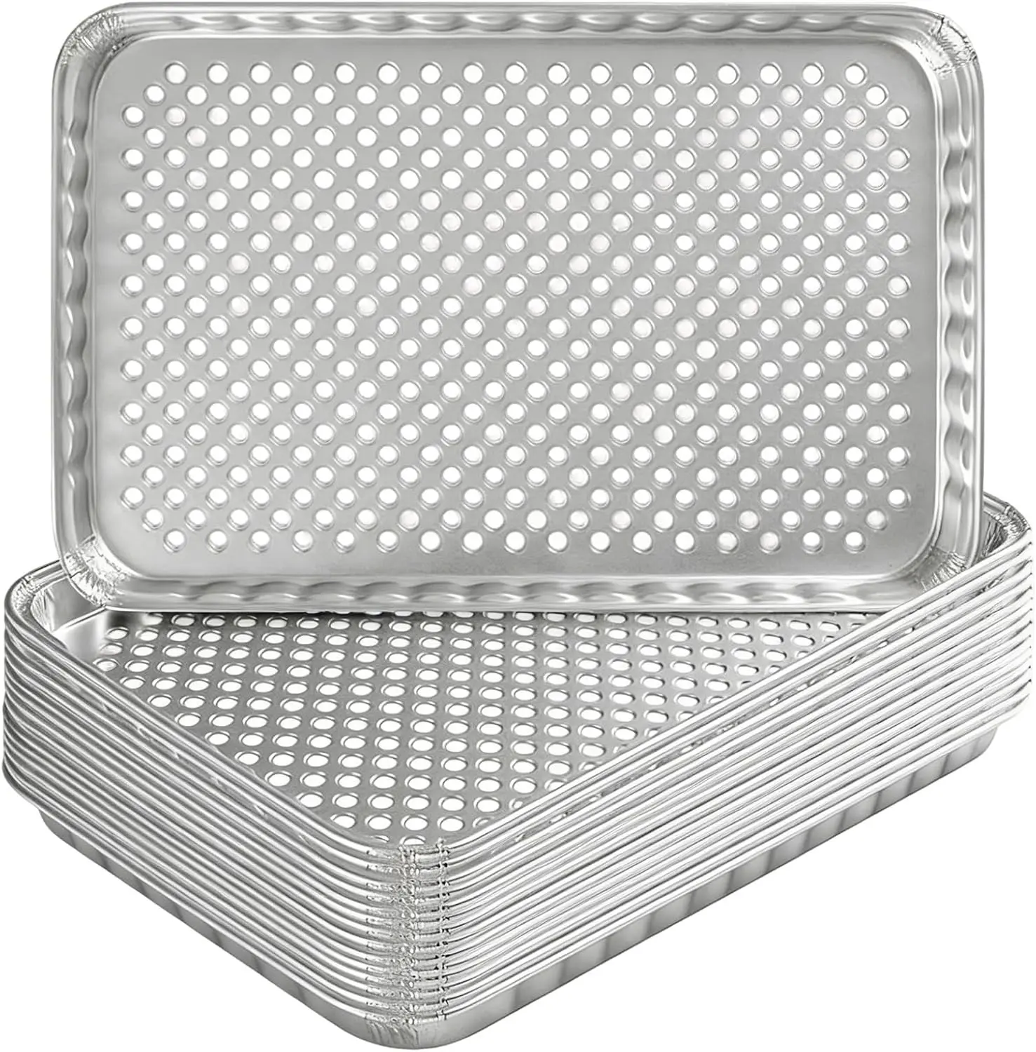 Disposable Grill Toppers 15 Pack Disposable Aluminum Foil Grill Topper Pans | BBQ Grill Grate Liners for Outdoor Cooking & Camping Prevents Food from Sticking or Falling Through The Disposable Grill Tary