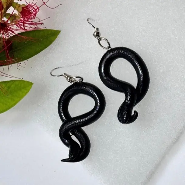 Mexican Black Kingsnake Dangle Earrings