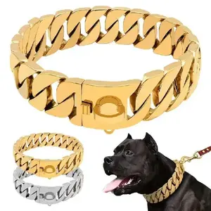 32mm Extra-Thick StainlessCuban necklace bracelet Chain for DogDesian with Secure Double Lock -PerfectAccessory for Your Pooch's Everyday Style& Special Occasions Collars Pet Gear(Sheet)