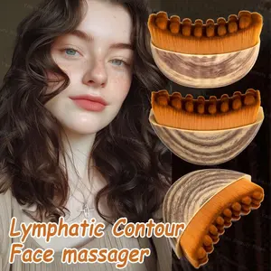 With Case - Facial Lymphatic Massage Brush, Ergonomic Lymphatic Contour Brush Makeup Brush, Facial Care Makeup Brush, Drainage Massager for Face Chin Chin Contour, Lymphatic Drainage Tool, Beauty Massagers
