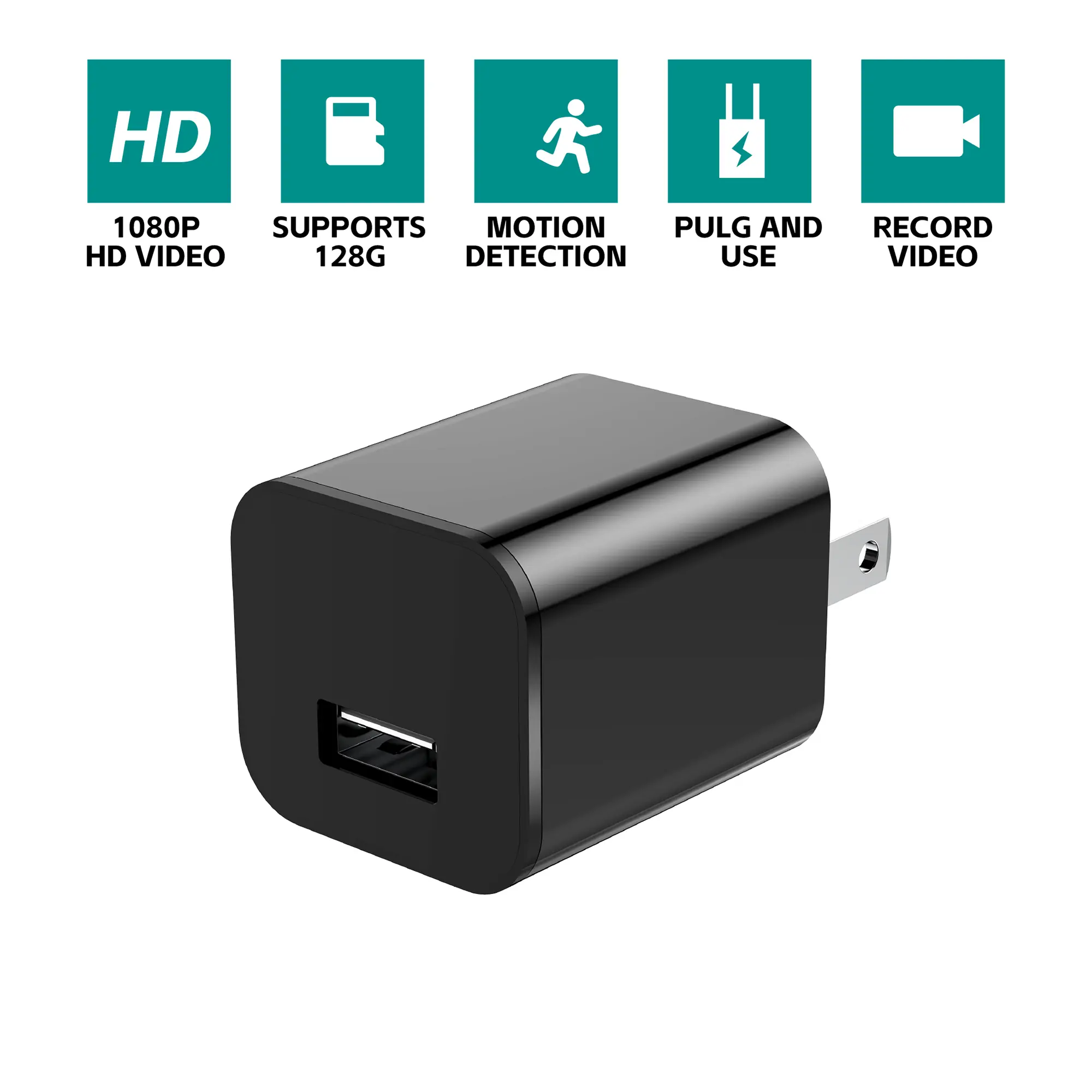 1080P HD USB-Rechargeable Motion Sensor Surveillance Security Camera with 64G Card, Home Cameras Indoor, Nanny & Pet Video Recorder, Motion Sensor Rechargeable
