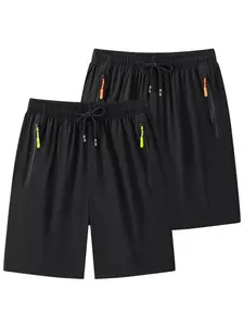 Men's Solid Color Plain Drawstring Waist Shorts, Casual Loose Fit Shorts for Summer, Men's Bottoms for Daily Wear, Drawstring Athletic Shorts