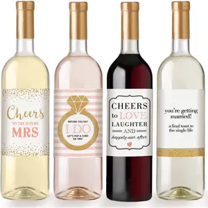 Printed Party Engagement Celebration Gift, Bachelorette, 4 Wine Bottle Labels