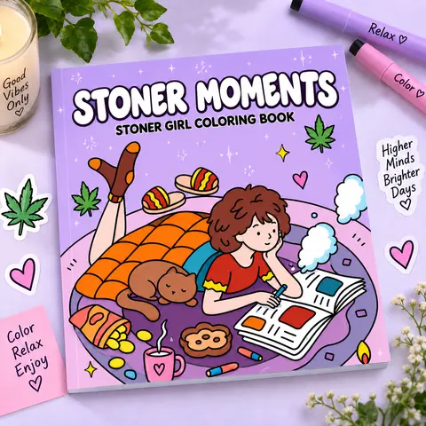 Halloween Fall Gift Stoner Moments: Stoner Girl Coloring Book Featuring Cute and Cozy Daily Activities, Whimsical Drawings for Relaxation and Stress Relief