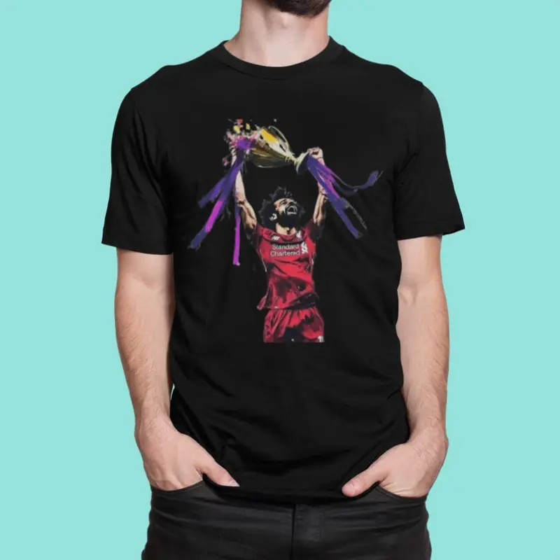 Mohamed Salah Premier League Champion T Shirt Liverpool Trophy Celebration Fan Gift