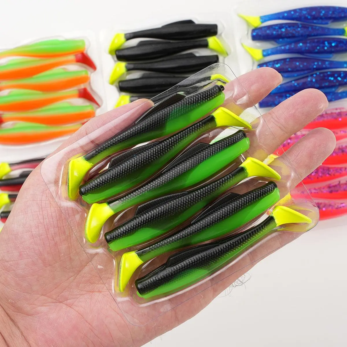 6-Piece Synthetic TPE Soft Plastic Swimbaits, Lifelike Paddle Shape Lures for Bass Fishing, Freshwater/Salt Anglers, 8cm 4.8g Fishing Gear Supplies, Saltwater, Fishing Equipment