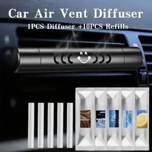 11PCS Luxury Car Air Freshener Set - Metal Vent Clip Diffuser with 10 Refill Sticks, Modern Car Interior Scent Accessory, Gift for Father's Day, Birthday, Christmas