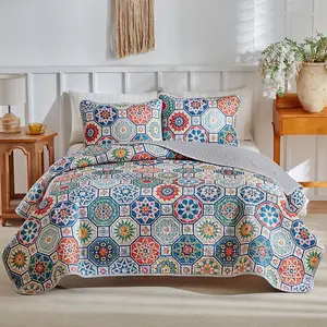 A must-have multi-pattern embossed bedspread for a comfortable bedroom, with a soft texture that ensures a good night's sleep and a stylish design that enhances home decor, Soft Bedding Sets. (3-piece set)