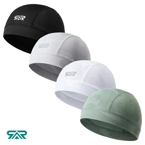 2 Pack Breathable Mesh Skull Cap, Lightweight Quick-Dry Helmet Liner Beanie, Stretch Fit for Running, Cycling & Motorcycle, Unisex