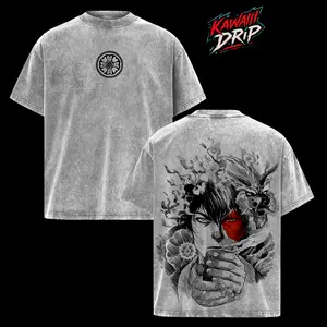 Zuko Avatar The Last Airbender Anime Double Printed Vintage Washed Tee Unisex Oversize Heavyweight Cotton T-shirt for Anime Fans and Lovers