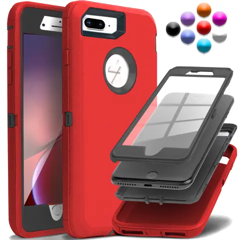 Heavy Duty Rugged Protective Smartphone Case - Shockproof, Resists Daily Scuffs, Built-In Shield & Screen Protector, Grip That Holds - Fits iPhone 6, 6 Plus, 7, 7Plus, 8, 8 Plus, SE 2nd Gen 2020, SE 3rd Gen 2023 - Durable Mobile Phone Accessory