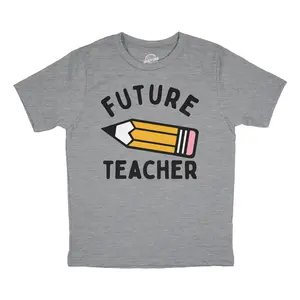 Youth Funny T Shirts Future Teacher Sarcastic Pencil Graphic Novelty Tee for Kids Funny T Shirts Funny Sarcastic Short Sleeve Novelty Tees for Kids Grey