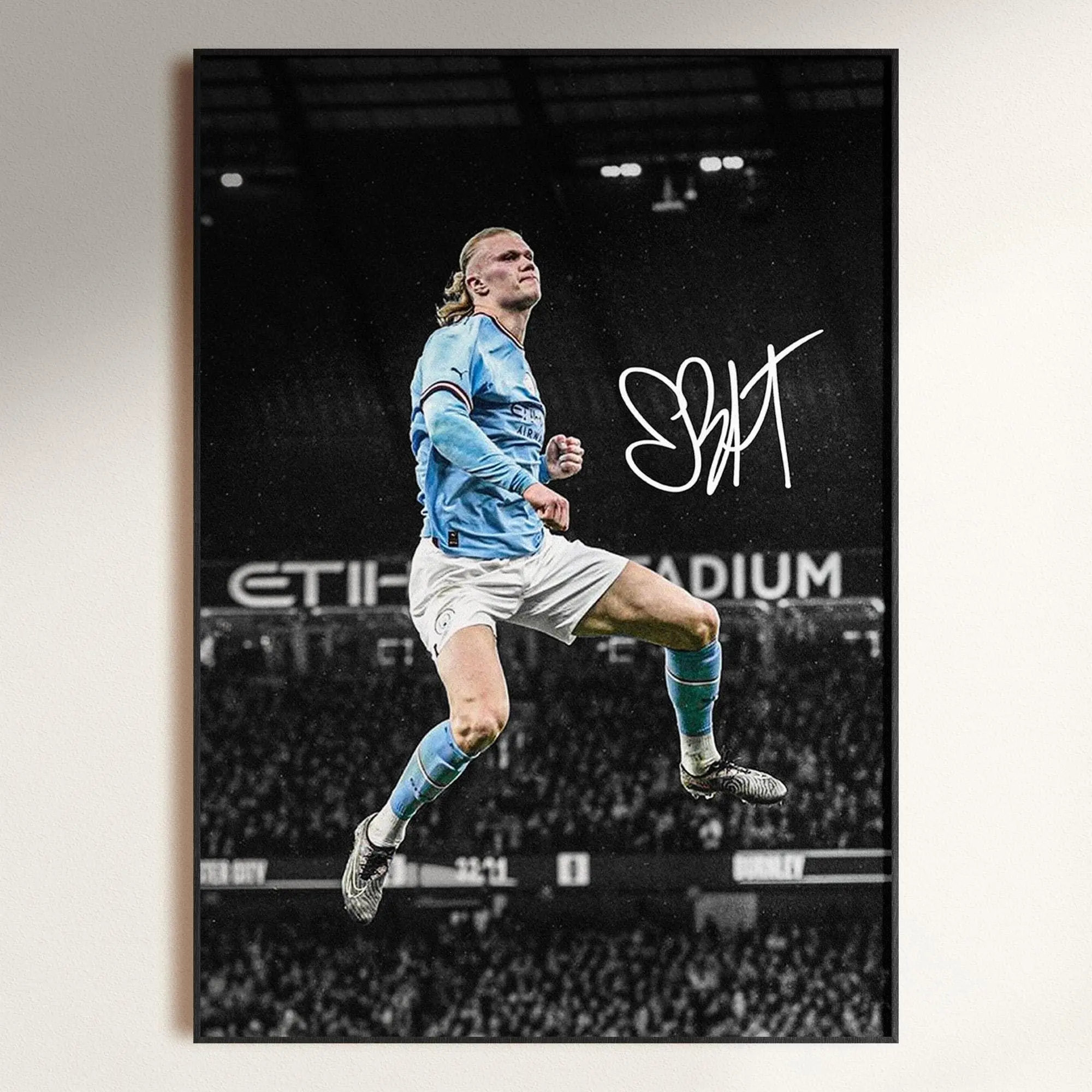 Erling Haaland Poster, Signed Football Poster, Haaland Fan Gift, Soccer Decor( Unframed - Print Only )