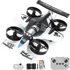 2-in-1  rc Airplane & Drift Car – Remote Control Drone Glider with One-Key Takeoff, 360° Flips, Orbit & Headless Mode – Durable EPP Foam, 2 Batteries (30+ Mins Play) – Great Gift for Kids & Beginners Jet with Sound & Light