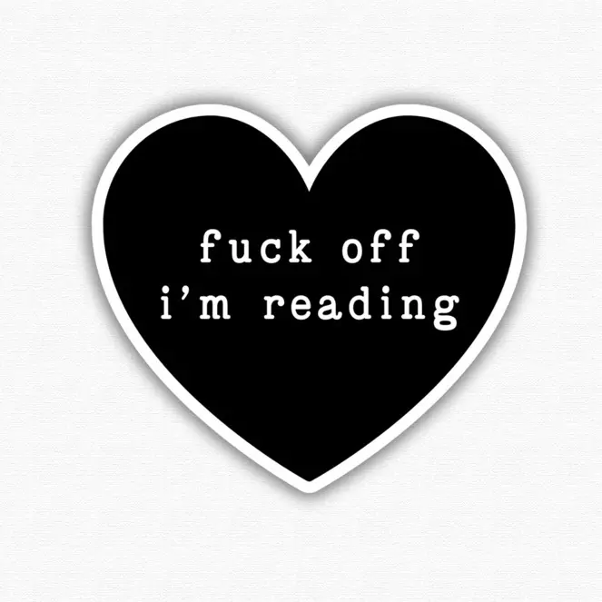 Bookish Sticker – Black Heart "Fuck Off I’m Reading" | Glossy or Glitter Finish waterproof decorative water cup decorative decal diy decorative decal vinyl sticker