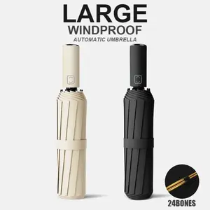 Auto Open Close Umbrella 12 Ribs Windproof Reverse Folding Compact Travel Rain Sun UV Protection Large Double Size Strong UPF 50 Plus for Men Women Portable