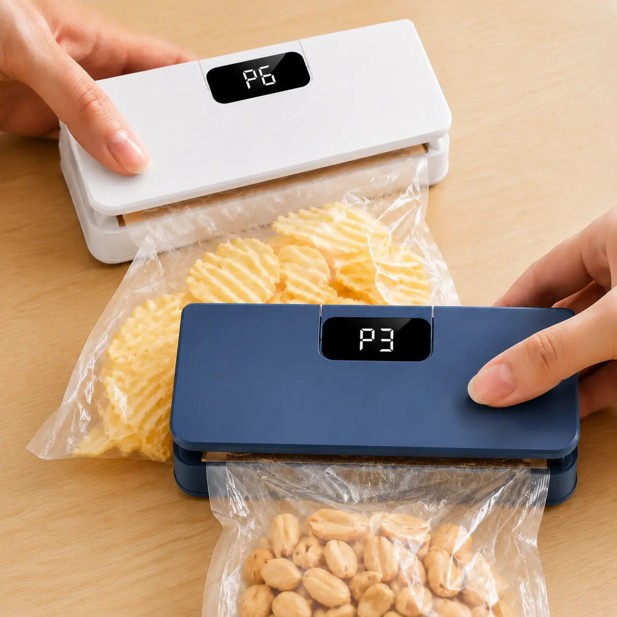 2 in 1 Heat USB Rechargeable Bag Selaer,Magnetic Snack Mini Snack Bag Sealing Machine,6 Speed Adjustable Plastic Electric Bag Sealers, Keep Food Fresh,Portable Sealer Picnics, LED Display,