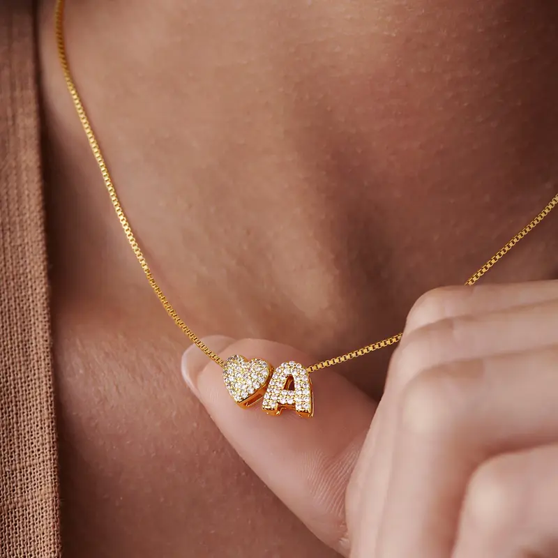 Turandoss Dainty 14K Gold-Plated Initial Necklace - A-Z Heart Shape Pendant, Hypoallergenic Personalized Tag Necklace, GF Gift Jewelry for Women TikTokShopFallDealsForYou