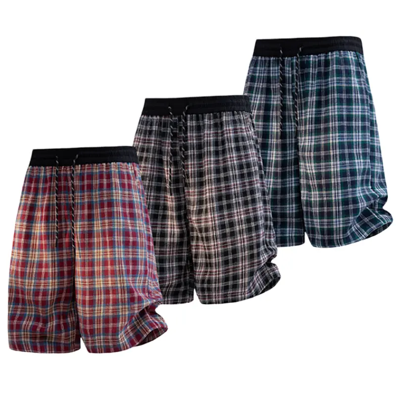 Men's Stylish Bermuda Shorts, Retro Colorblock Plaid Pattern in a Recycled Blend, Athletic Relaxed Fit with Drawstring for Summer Streetwear, Casual, Men's Shorts, Clothes, Checked, Athletic Outfits