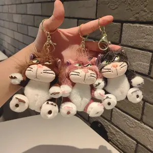 12CM Funny Lucifer Cat Keychain Plush Pendant Creative Cross-Eyed Kitten Bag Pendant Doll Small Doll Cute Doll Funny Pendant Cat Doll Keychain Plush Toy Doll Gift