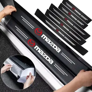 Carbon fiber protective stickers for car door sill side anti step bumpers For Mazda 3 6 CX5 2 CX3 CX9 MX5 RX8 Axela Demio Atenz