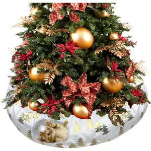 Plush Christmas Tree   Tunnel Bed Under Christmas Tree with   Foil &  Plush Ball, 10-Inch Diameter 3-Ft Wide Round - Divert Cats from Decor White Color