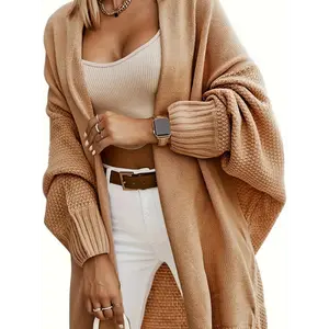 Women'S Cardigans Open Front Batwing Sleeve Knit 2024 Fall Oversized Long Cardigan Sweaters Outerwear