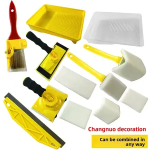 Paint flat brush tray set, universal edge trimmer, wall paint application panel trimmer