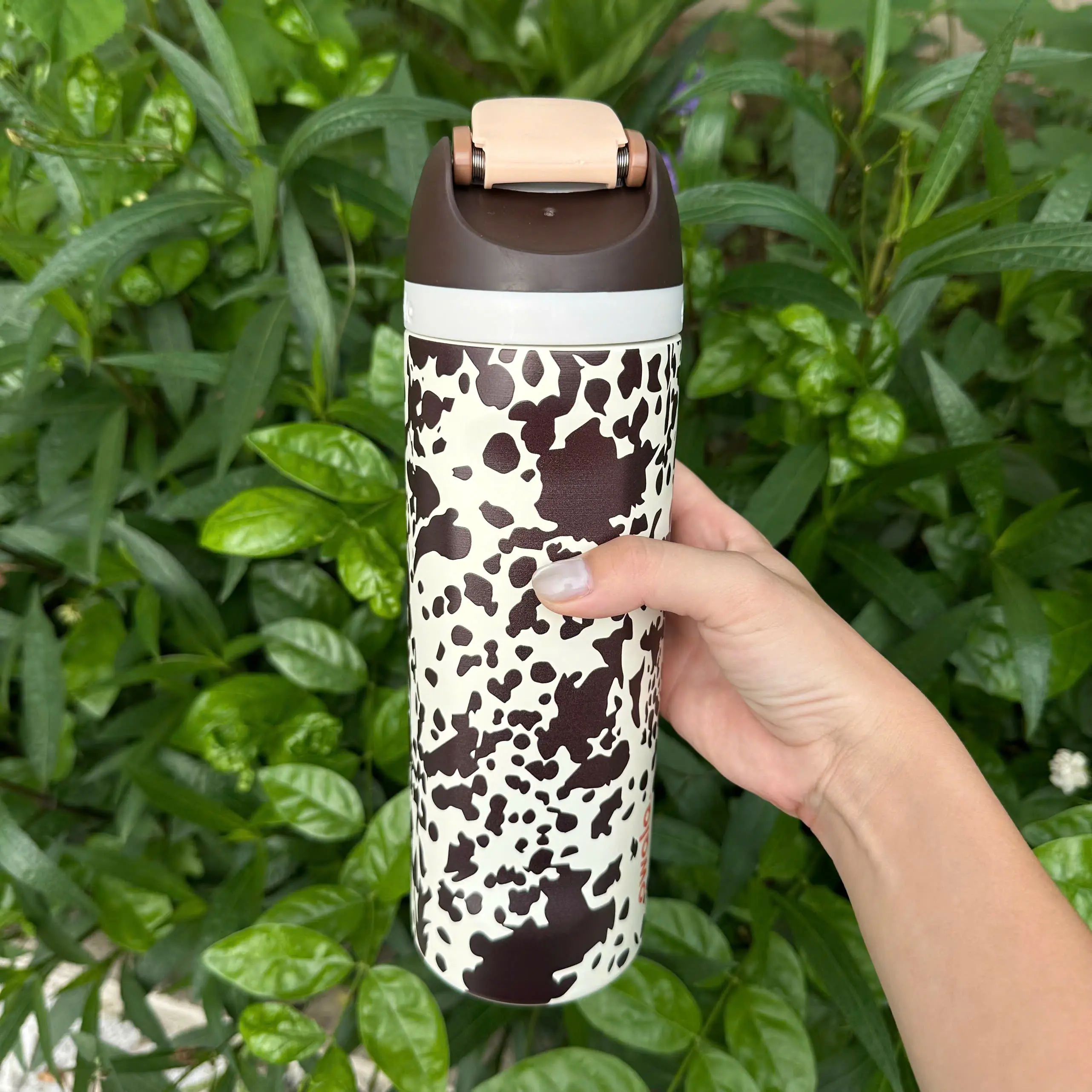 NEW Owala "Cowgirl Core" 24 oz Free Sip ~Special Edition~ Animal Print Cow Dark Brown