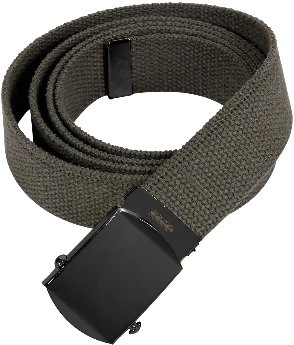 Olive Drab Military Web Belt Cotton Adjustable Tactical Belt with Black Buckle 1.25"