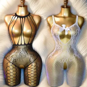 Fishnet Lingeries Fish Net Underware NetLingeries Bodystocking |   Lace Lingerie |   Plus-size Friendly |   Womenswear Bodysuits Teddy Floral Mesh Set spicy minimalist style basic womenswear intimate wear charm passion Sheer