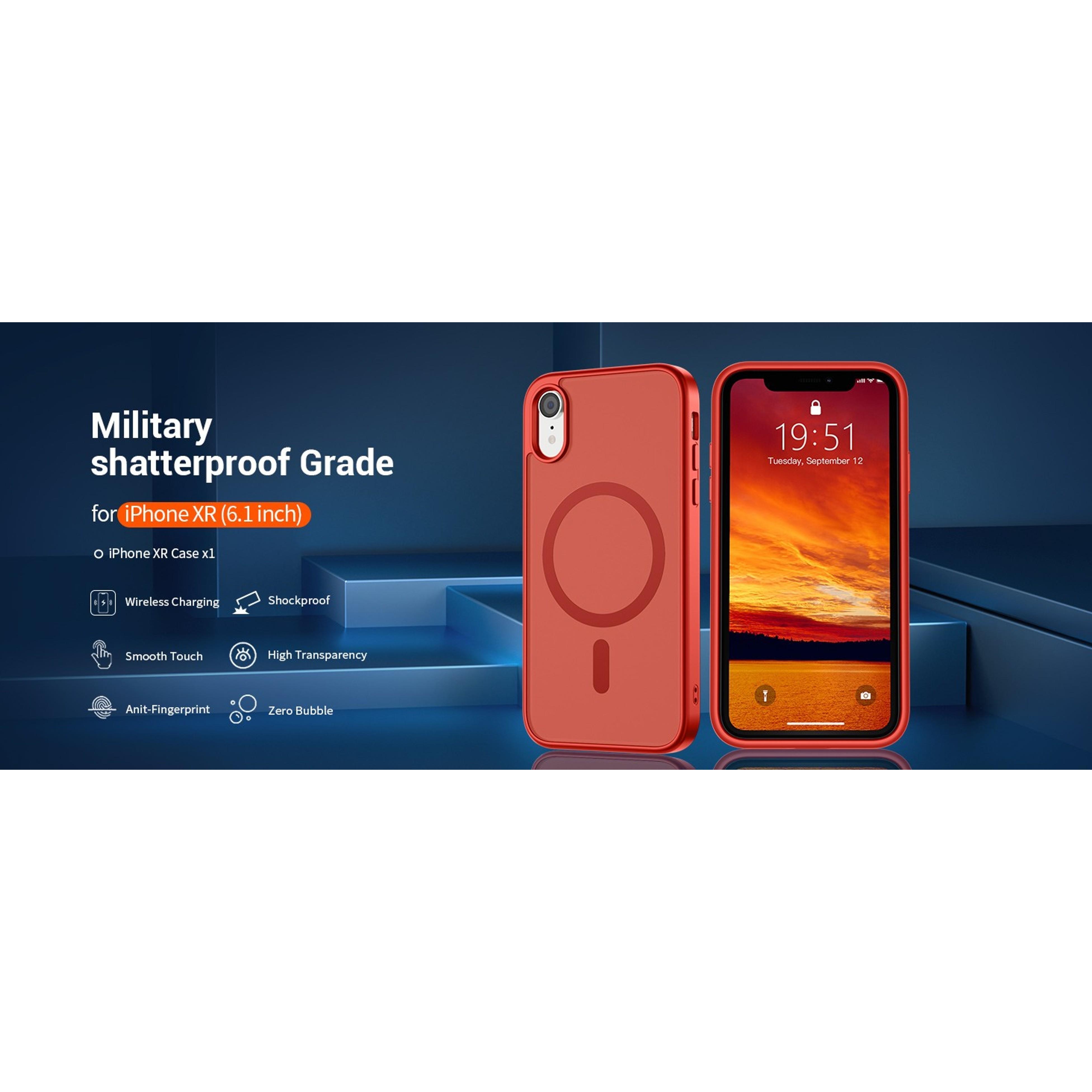 Magnetic for iPhone XR Phone Case(Compatible with MagSafe)(Military Grade Drop Protection) Slim Translucent Matte Shockproof with Anti-Fingerprint Phone Case,Red