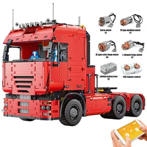 Mould King 19005 Tractor Tow Pneumatic Truck Car Building Block Toy Remote Control Kit Set 4825 Pcs Construction Vehicle