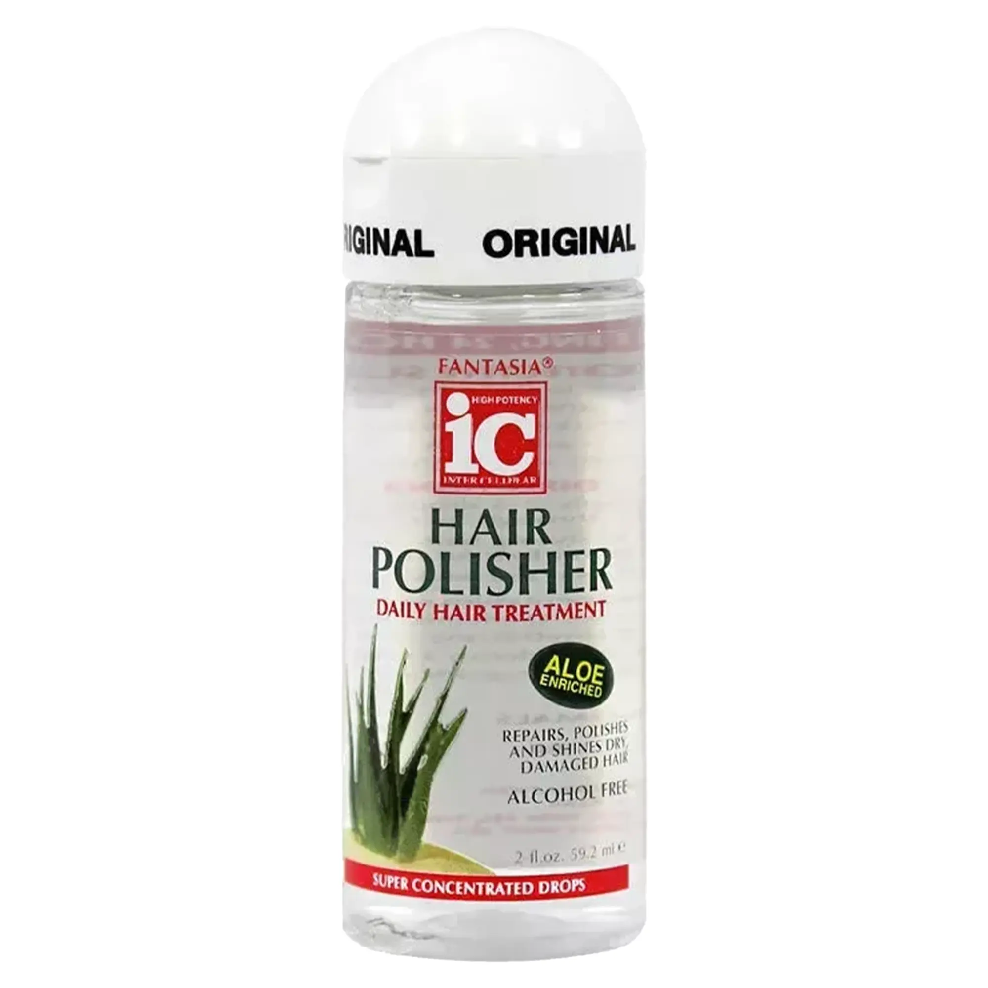 Fantasia IC Hair Polisher Aloe Serum, 2 oz Traveler Size Haircare Product -  Lightweight, Alcohol-Free, Anti-