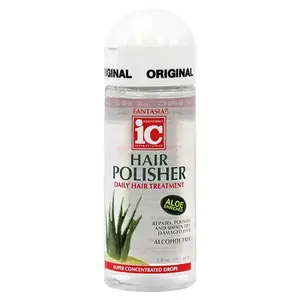 Fantasia IC Hair Polisher Aloe Serum 2 OZ Traveler Size Anti-Frizz Smoothing Alcohol-Free Formula for Dry & Chemically Treated Frizzy Hair