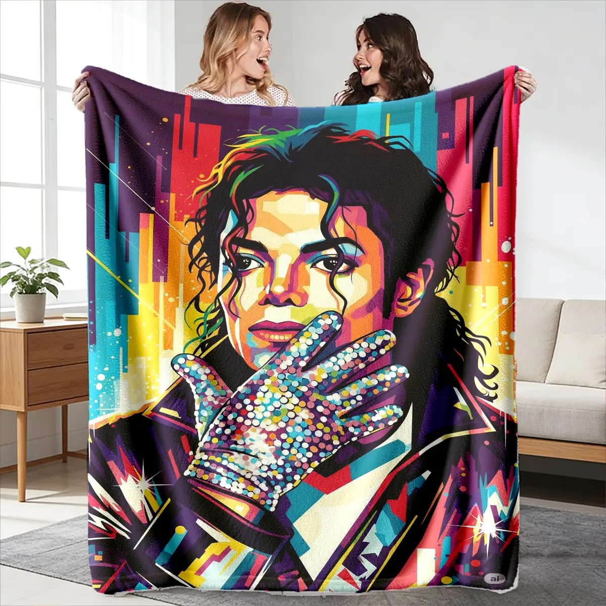 Michael Jackson Art Theme Blanket, High-Weight Flannel Fabric, Soft and Warm, Anti-Wrinkle, Easy Clean, Machine Washable Blanket, Soft Warming Blanket, Blanket Gifts, Perfect Gift for Fans